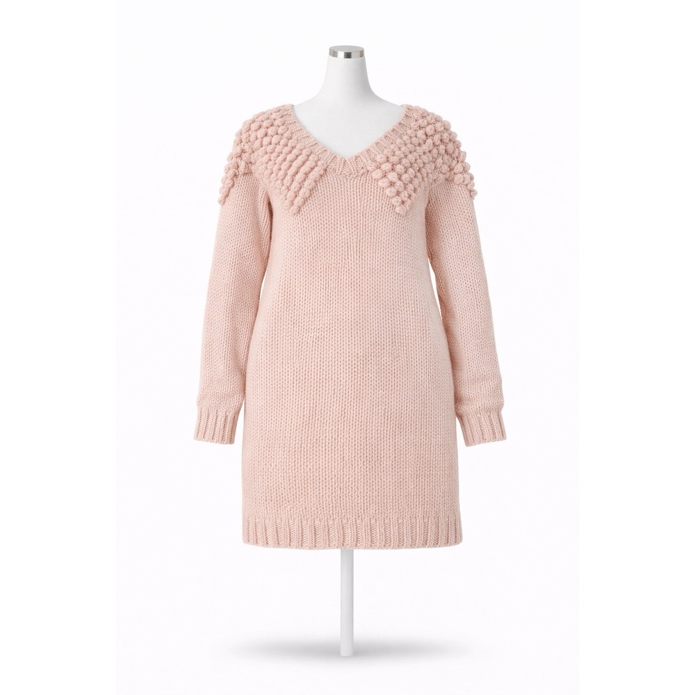 Foxiedox Dress Womens Medium Pink Bobble Sweater Dress Long Sleeve Anthropologie